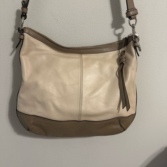 Coach Park Duffle Crossbody Bag Convertible Genuine Leather F19726 Ivory Taupe - Picture 5 of 13